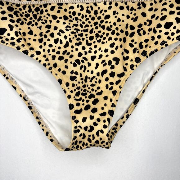 Victoria's Secret Leopard Print Mesh Inset High Waist Bikini Bottom Size Large - Picture 2 of 11